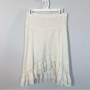 Asymmetrical Ruffle Cream Skirt